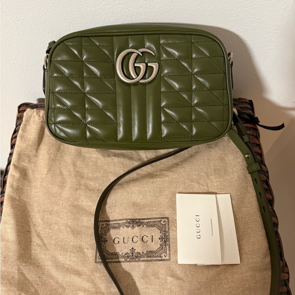 Gucci Marmont
 Olive Green Quilted Leather Crossbody Bag